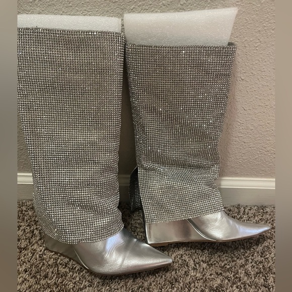 Steve Madden Shoes - Silver Rhinestone Knee-High Boots